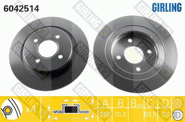 Girling 6042514 - Гальмівний диск autocars.com.ua