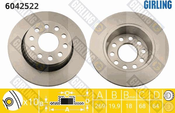 Girling 6042522 - Тормозной диск avtokuzovplus.com.ua