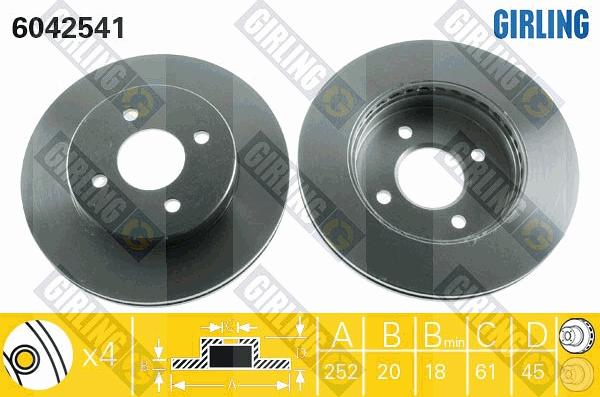 Girling 6042541 - Тормозной диск avtokuzovplus.com.ua