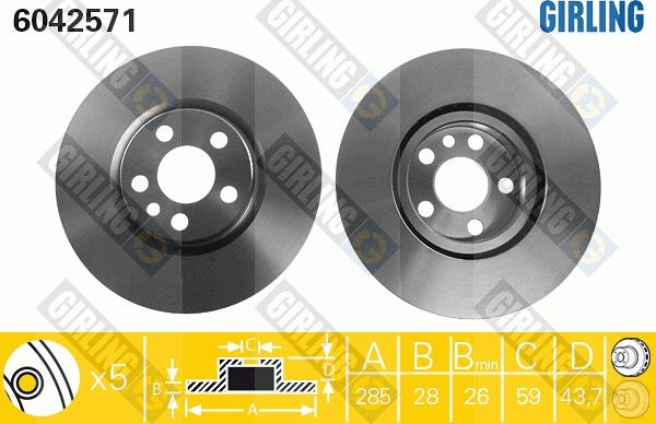 Girling 6042571 - Тормозной диск avtokuzovplus.com.ua