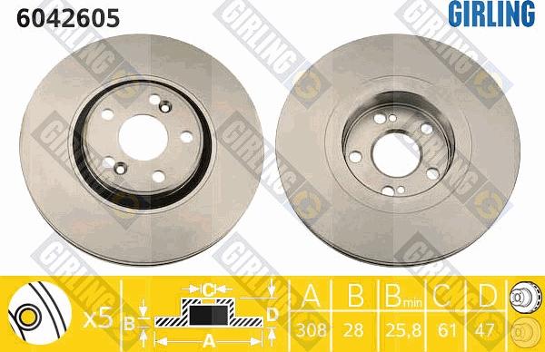 Girling 6042605 - Тормозной диск avtokuzovplus.com.ua