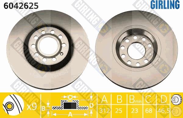 Girling 6042625 - Гальмівний диск autocars.com.ua