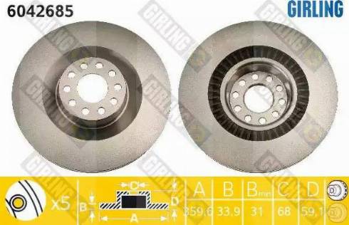 Girling 6042685 - Гальмівний диск autocars.com.ua