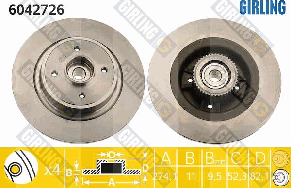 Girling 6042726 - Гальмівний диск autocars.com.ua