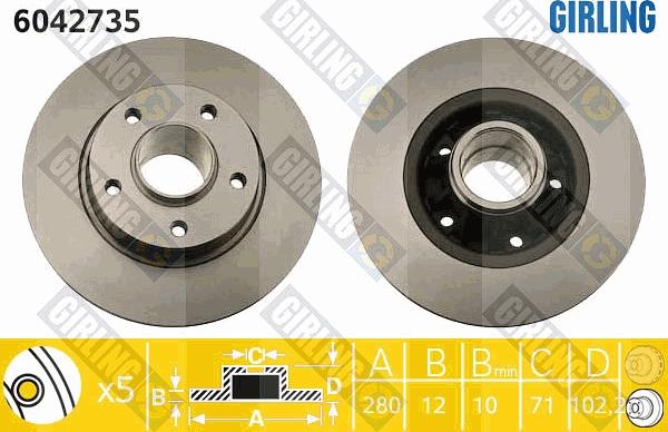 Girling 6042735 - Гальмівний диск autocars.com.ua