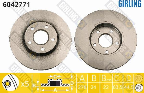 Girling 6042771 - Тормозной диск avtokuzovplus.com.ua