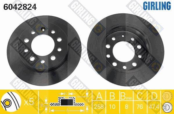 Girling 6042824 - Гальмівний диск autocars.com.ua