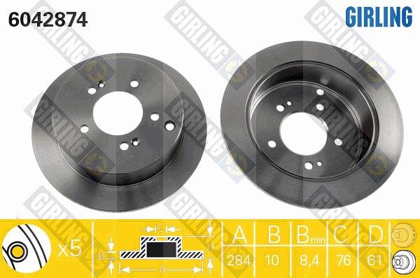 Girling 6042874 - Гальмівний диск autocars.com.ua