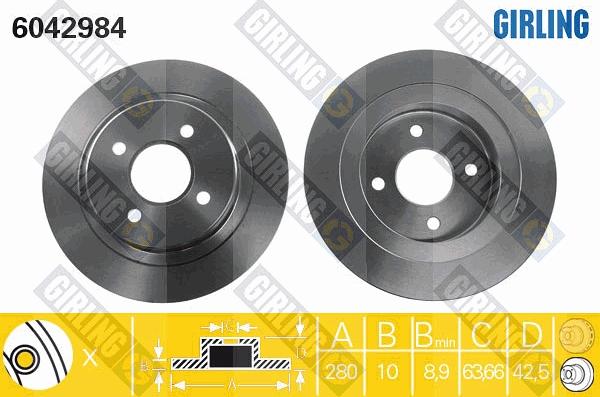 Girling 6042984 - Гальмівний диск autocars.com.ua