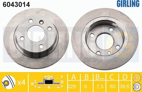 Girling 6043014 - Гальмівний диск autocars.com.ua