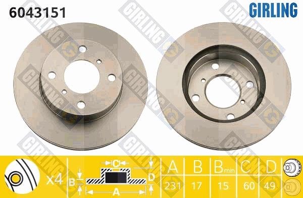 Girling 6043151 - Гальмівний диск autocars.com.ua