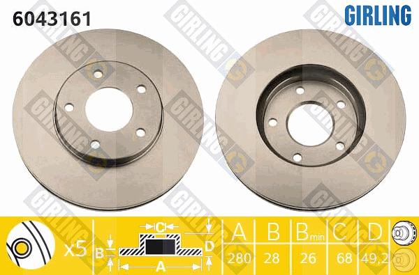 Girling 6043161 - Гальмівний диск autocars.com.ua