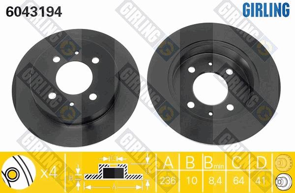 Girling 6043194 - Тормозной диск avtokuzovplus.com.ua