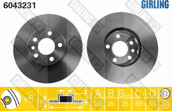 Girling 6043231 - Гальмівний диск autocars.com.ua