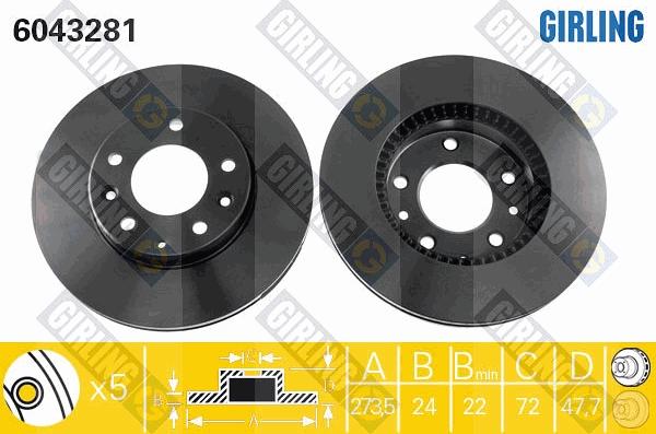 Girling 6043281 - Гальмівний диск autocars.com.ua