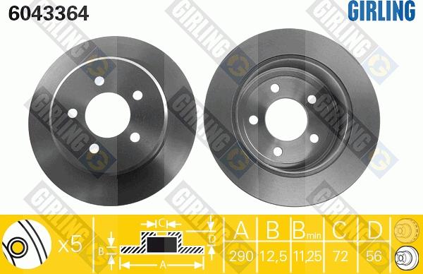 Girling 6043364 - Гальмівний диск autocars.com.ua