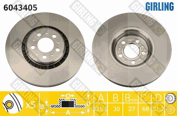 Girling 6043405 - Гальмівний диск autocars.com.ua