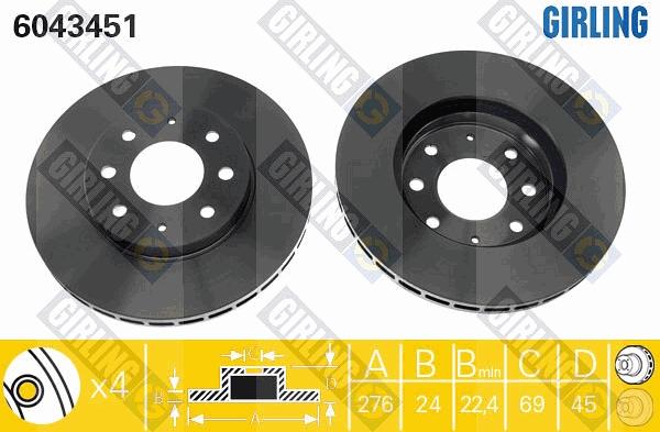 Girling 6043451 - Тормозной диск avtokuzovplus.com.ua