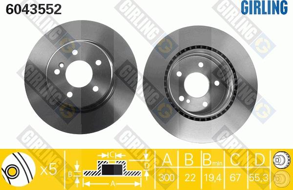 Girling 6043552 - Тормозной диск avtokuzovplus.com.ua