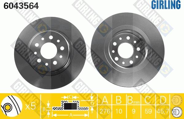 Girling 6043564 - Тормозной диск avtokuzovplus.com.ua