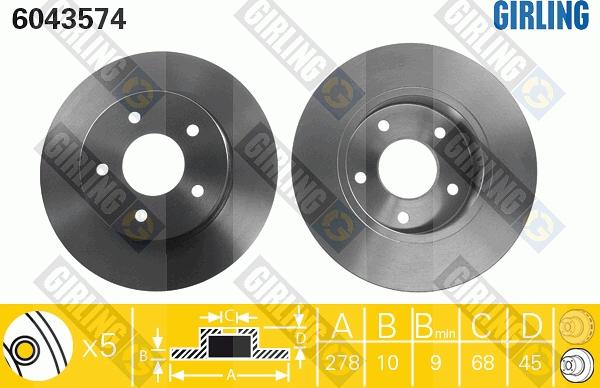 Girling 6043574 - Гальмівний диск autocars.com.ua