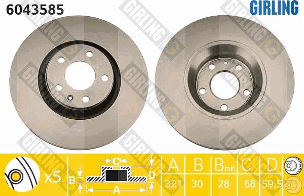 Girling 6043585 - Тормозной диск avtokuzovplus.com.ua