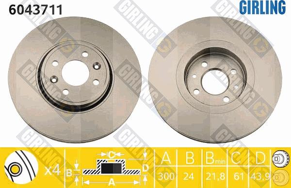 Girling 6043711 - Гальмівний диск autocars.com.ua