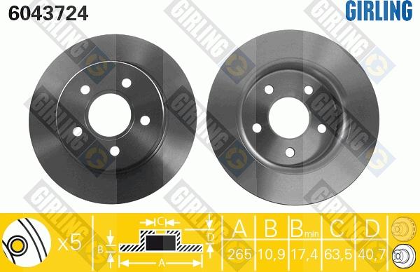 Girling 6043724 - Гальмівний диск autocars.com.ua