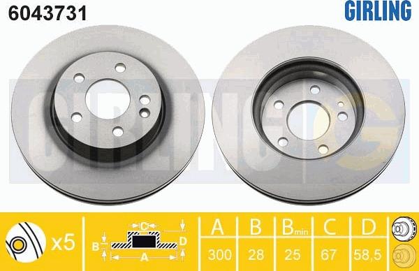 Girling 6043731 - Тормозной диск avtokuzovplus.com.ua