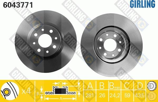 Girling 6043771 - Тормозной диск avtokuzovplus.com.ua