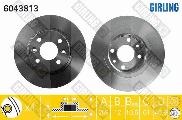 Girling 6043813 - Гальмівний диск autocars.com.ua