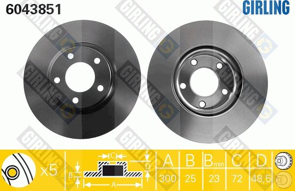 Girling 6043851 - Тормозной диск avtokuzovplus.com.ua