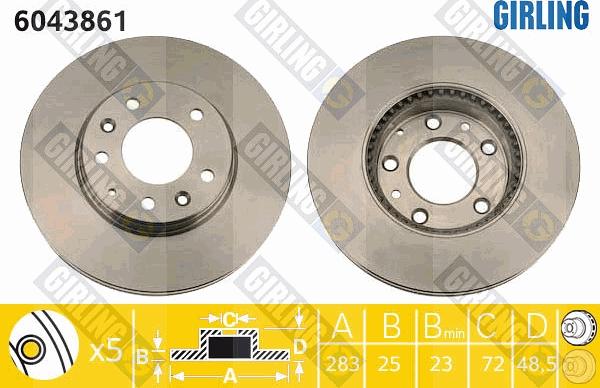 Girling 6043861 - Гальмівний диск autocars.com.ua