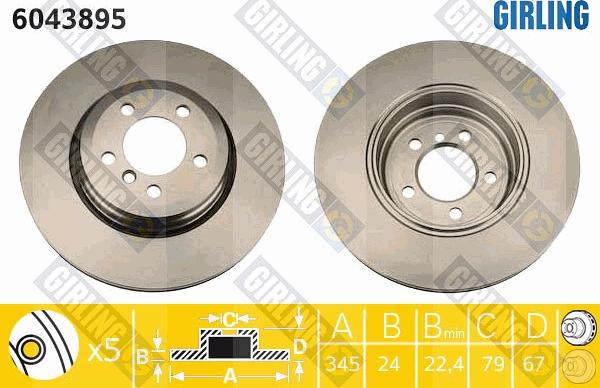 Girling 6043895 - Тормозной диск avtokuzovplus.com.ua