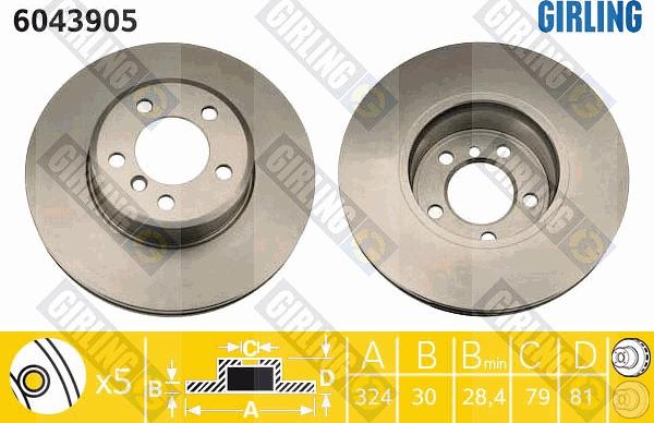 Girling 6043905 - Тормозной диск avtokuzovplus.com.ua