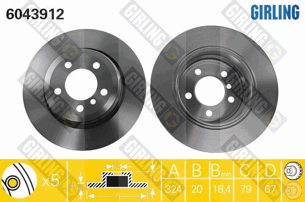 Girling 6043912 - Гальмівний диск autocars.com.ua