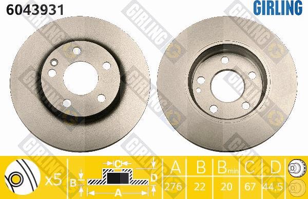 Girling 6043931 - Гальмівний диск autocars.com.ua