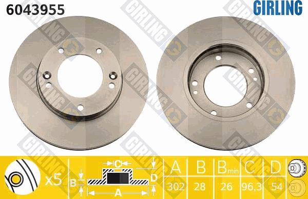 Girling 6043955 - Гальмівний диск autocars.com.ua