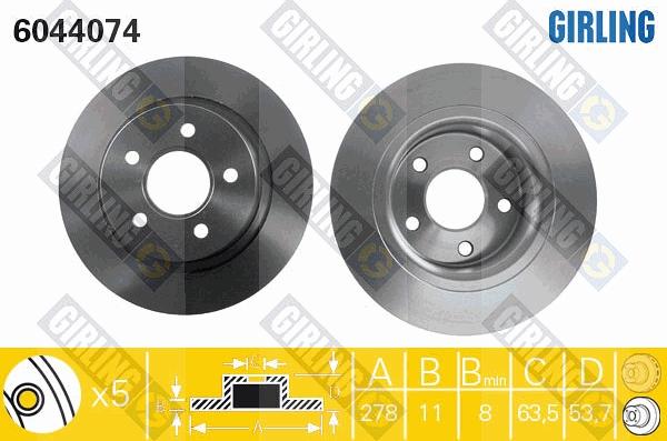 Girling 6044074 - Тормозной диск avtokuzovplus.com.ua