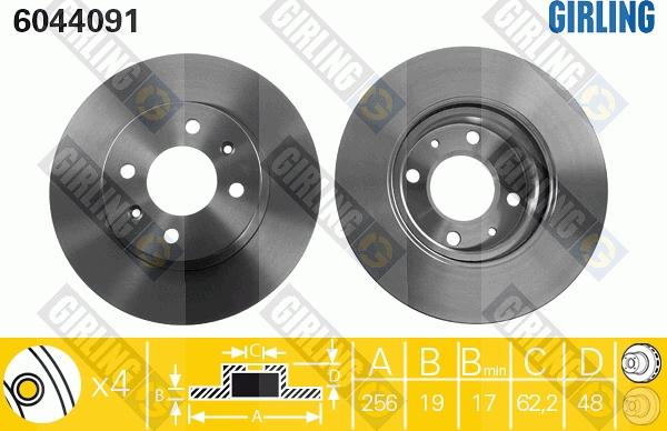 Girling 6044091 - Тормозной диск avtokuzovplus.com.ua