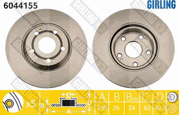 Girling 6044155 - Тормозной диск avtokuzovplus.com.ua