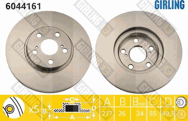 Girling 6044161 - Гальмівний диск autocars.com.ua