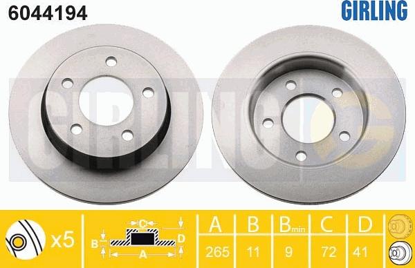 Girling 6044194 - Тормозной диск avtokuzovplus.com.ua