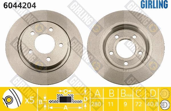 Girling 6044204 - Гальмівний диск autocars.com.ua