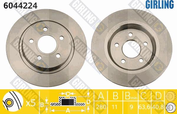 Girling 6044224 - Гальмівний диск autocars.com.ua