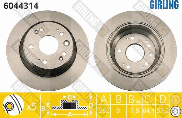 Girling 6044314 - Гальмівний диск autocars.com.ua