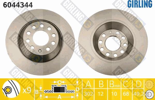 Girling 6044344 - Тормозной диск avtokuzovplus.com.ua