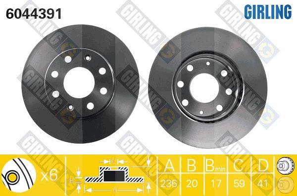 Girling 6044391 - Тормозной диск avtokuzovplus.com.ua