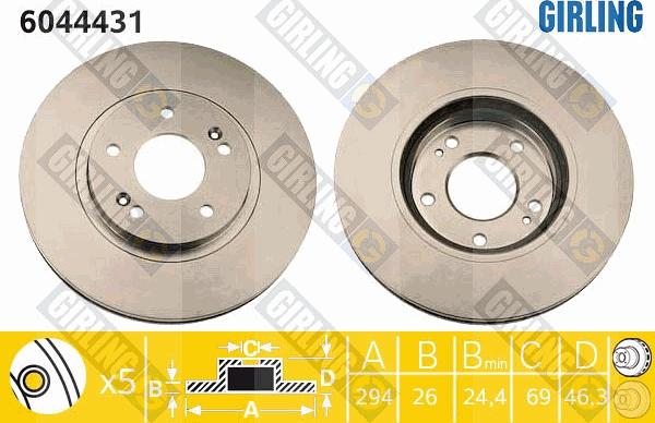 Girling 6044431 - Гальмівний диск autocars.com.ua