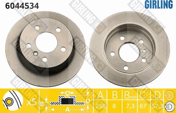 Girling 6044534 - Гальмівний диск autocars.com.ua